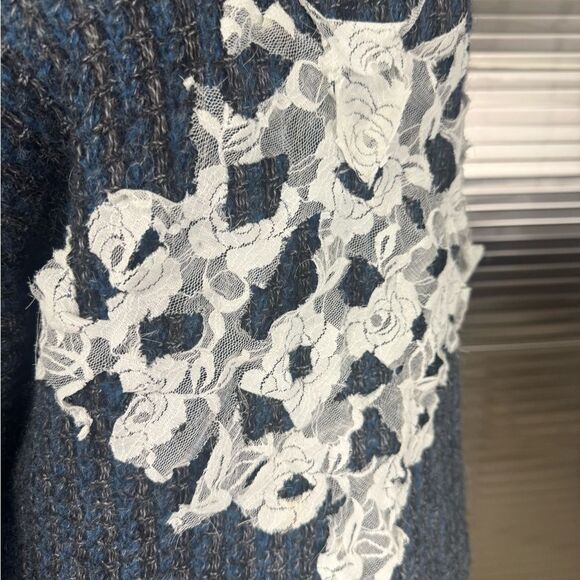 Loewe Wool Alpaca Anagram Dark Blue White Cowl Neck Sweater 56 Men’s Extra Large - Picture 6 of 11